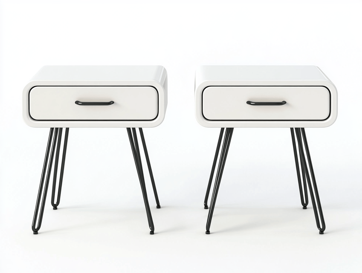 Zestaw 2 szafek nocnych – 1 szuflada – 45×30×50 cm – biały – styl retro industrialny-Habitatvo