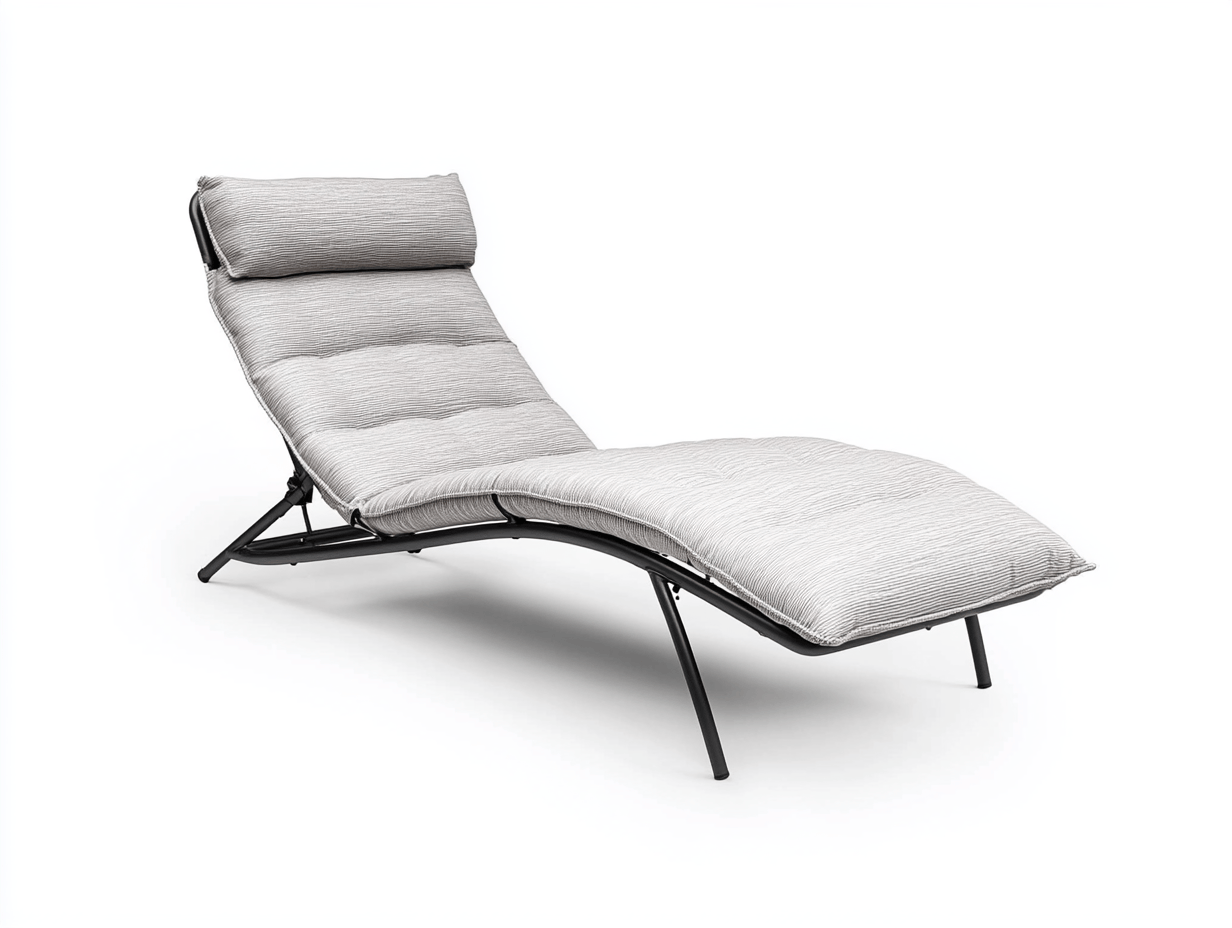 Leżak ogrodowy z poduszką – stalowa rama – tkanina szara – regulowane oparcie – 190×60×30 cm – składany – nowoczesny-Habitatvo