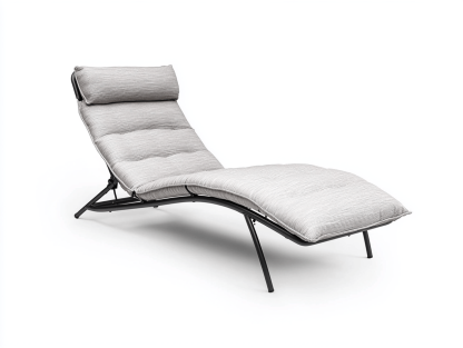 Leżak ogrodowy z poduszką – stalowa rama – tkanina szara – regulowane oparcie – 190×60×30 cm – składany – nowoczesny-Habitatvo