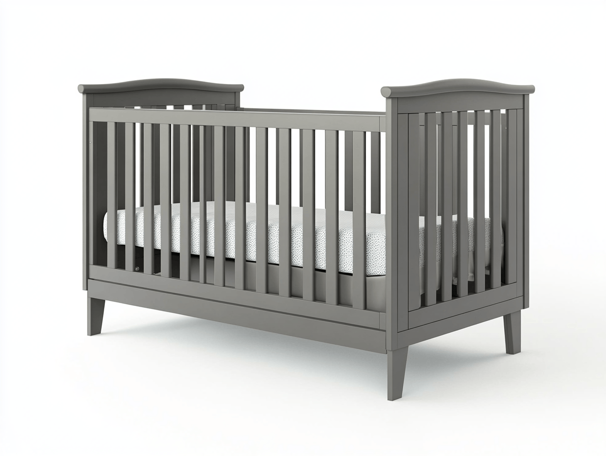 Łóżeczko dziecięce – drewno sosnowe – 140×70×95 cm – szare – z zaokrąglonymi rantami-Habitatvo