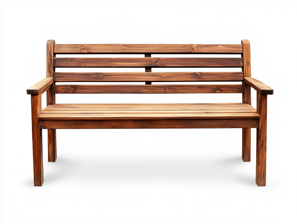 Ławka ogrodowa drewniana – 120×58×85 cm – średni brąz – z podłokietnikami