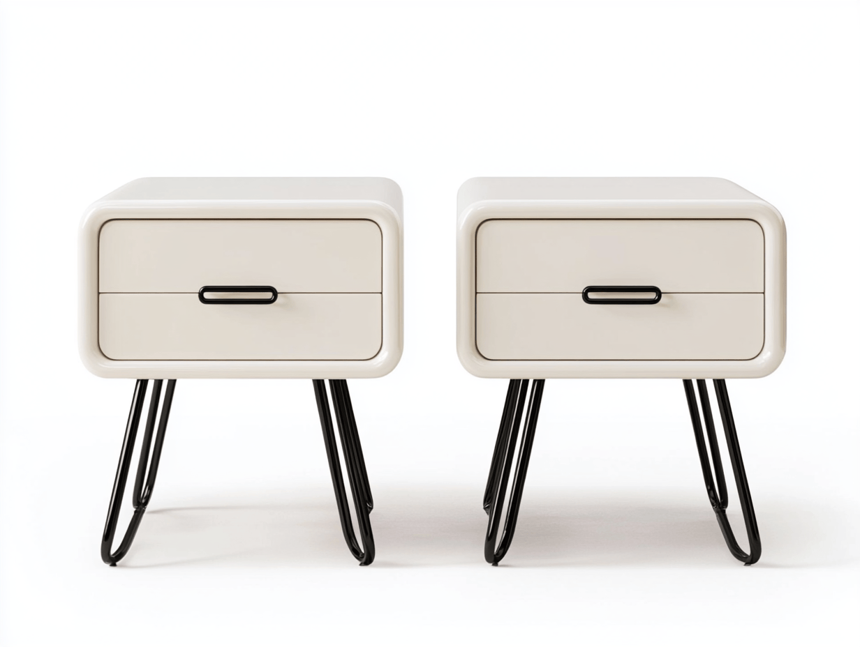 Zestaw 2 szafek nocnych – 2 szuflady – 45×30×50 cm – biały – styl industrialny retro-Habitatvo