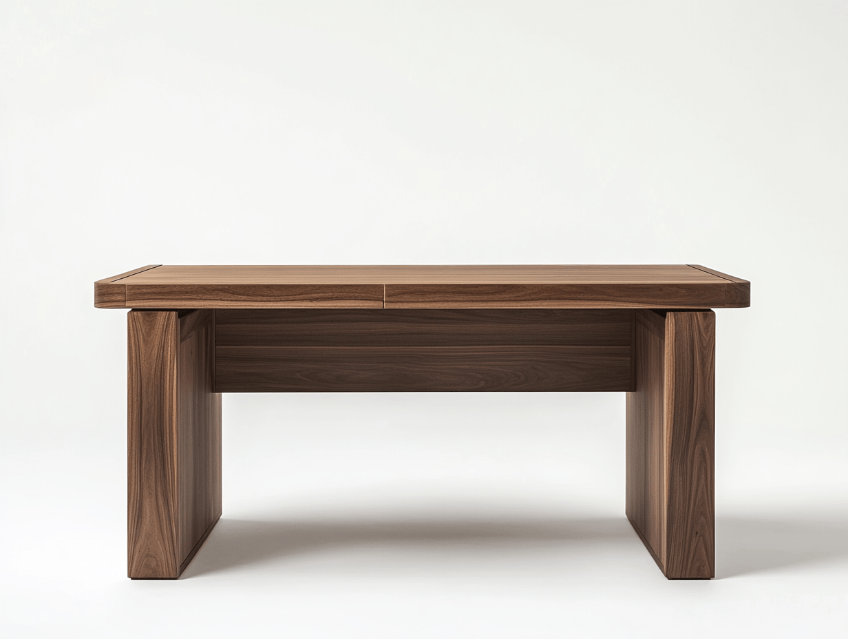 Biurko – drewno orzechowe – solidna konstrukcja – 140×70×76 cm – minimalistyczne-Habitatvo