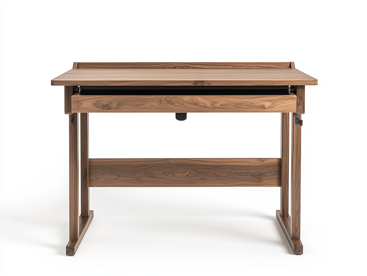 Biurko – drewno orzechowe – z szufladą i otwartą podstawą – 110×60×76 cm – klasyczne-Habitatvo