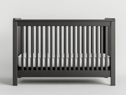 Łóżeczko dziecięce – drewno sosnowe – 140×70×90 cm – grafitowe – minimalistyczne-Habitatvo