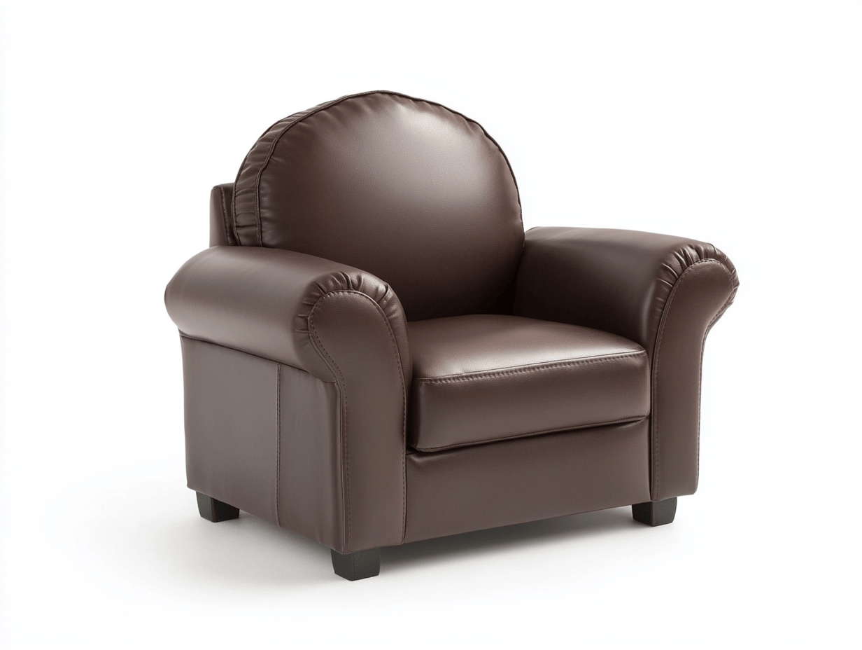 Fotel dziecięcy – skóra ekologiczna – 57×47×52 cm – ciemnobrązowy – klasyczny klubowy z grubym oparciem-Habitatvo