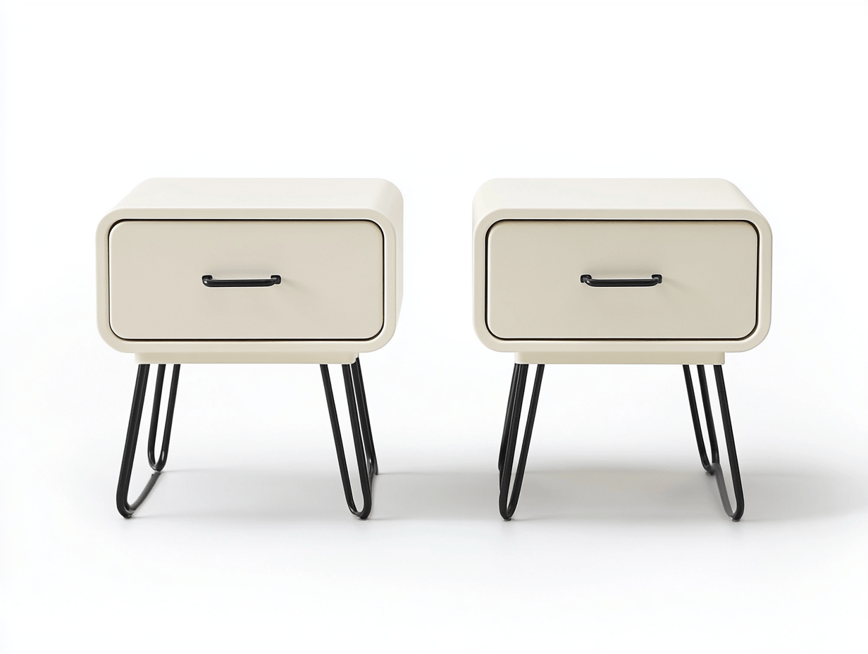 Zestaw 2 szafek nocnych – 1 szuflada – 45×30×50 cm – kremowy – styl retro industrialny-Habitatvo