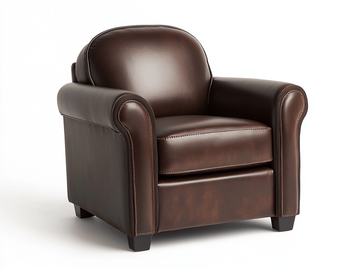 Fotel dziecięcy – skóra ekologiczna – 60×50×55 cm – ciemnobrązowy – klasyczny klubowy z zaokrąglonymi podłokietnikami-Habitatvo