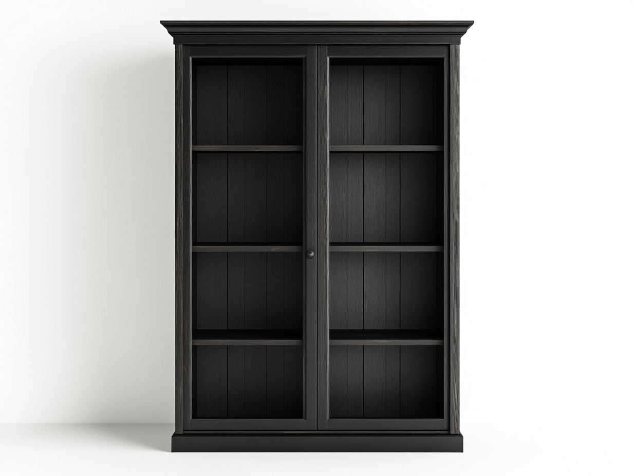 Regał z przesuwnymi drzwiami – 4 półek – 90×40×200 cm – czarny – klasyczny