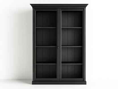 Regał z przesuwnymi drzwiami – 4 półek – 90×40×200 cm – czarny – klasyczny