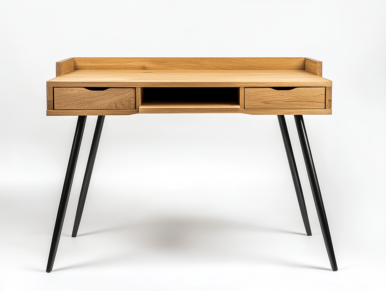 Biurko z płyty MDF i metalu – 2 szuflady – 100×45×85 cm – dąb/czarny – skandynawskie-Habitatvo