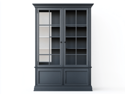 Witryna w kolorze grafitowym z przeszklonymi drzwiami i dolnymi panelami – 95×43×205 cm-Habitatvo
