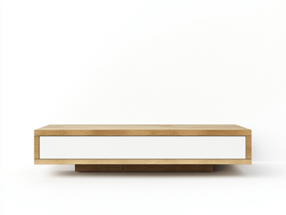 Szafka RTV – biały front i dąb naturalny – forma wisząca – 140×38×30 cm – minimalistyczna-Habitatvo