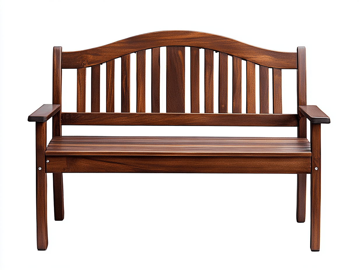 Ławka ogrodowa drewniana – 120×60×90 cm – ciemny brąz – z oparciem łukowym