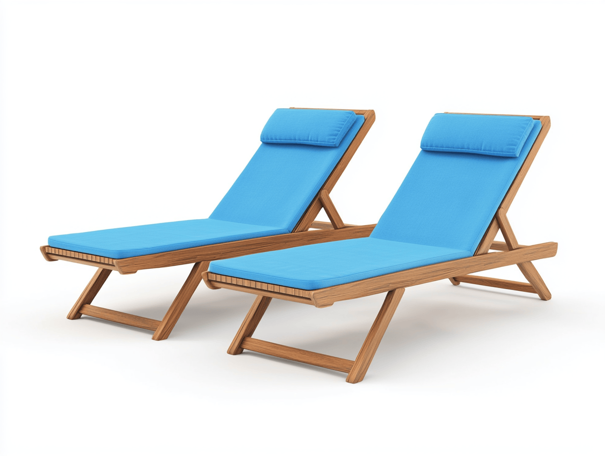 Leżak ogrodowy drewniany – składany – z niebieską poduszką – 190×60×90 cm – relaksacyjny-Habitatvo