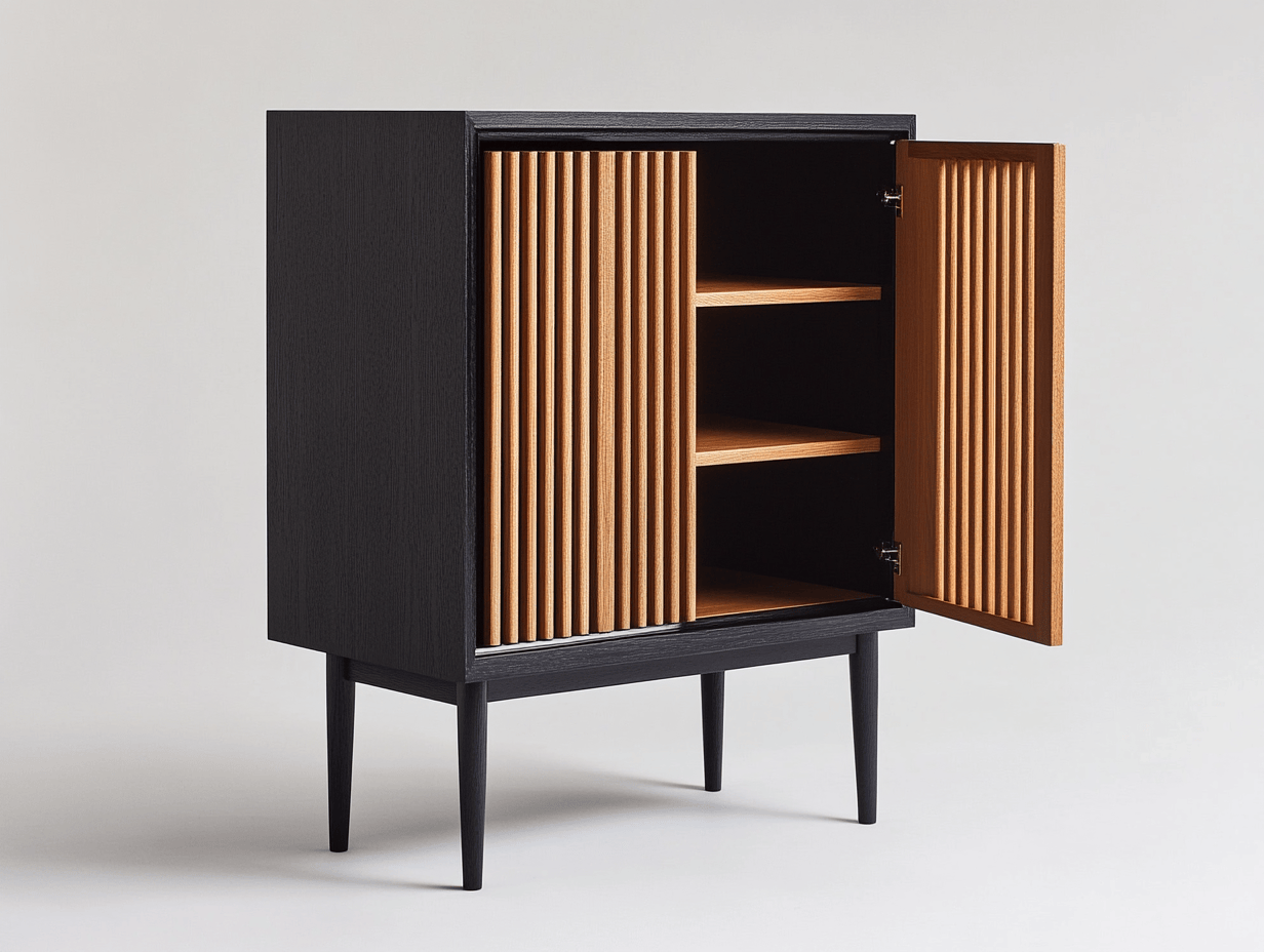 Szafka stojąca – 2 drzwi – 70×40×110 cm – czarny/drewno naturalne – styl nowoczesny
