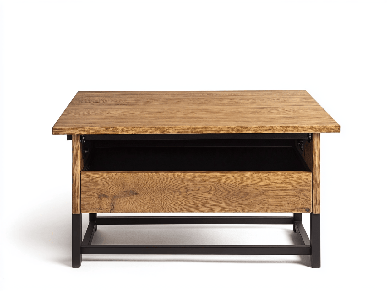 Stolik kawowy z podnoszonym blatem – 95×60×46 cm – dąb rustykalny/czarny – styl industrialny