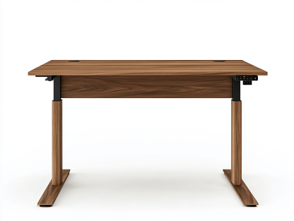 Biurko elektryczne – regulowana wysokość – fornir orzechowy – panel sterowania – 140×70×72–120 cm – nowoczesne-Habitatvo