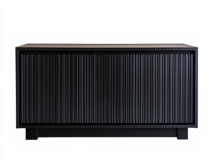 Komoda z żaluzjowymi drzwiami – 160×45×75 cm – czarny – styl nowoczesny