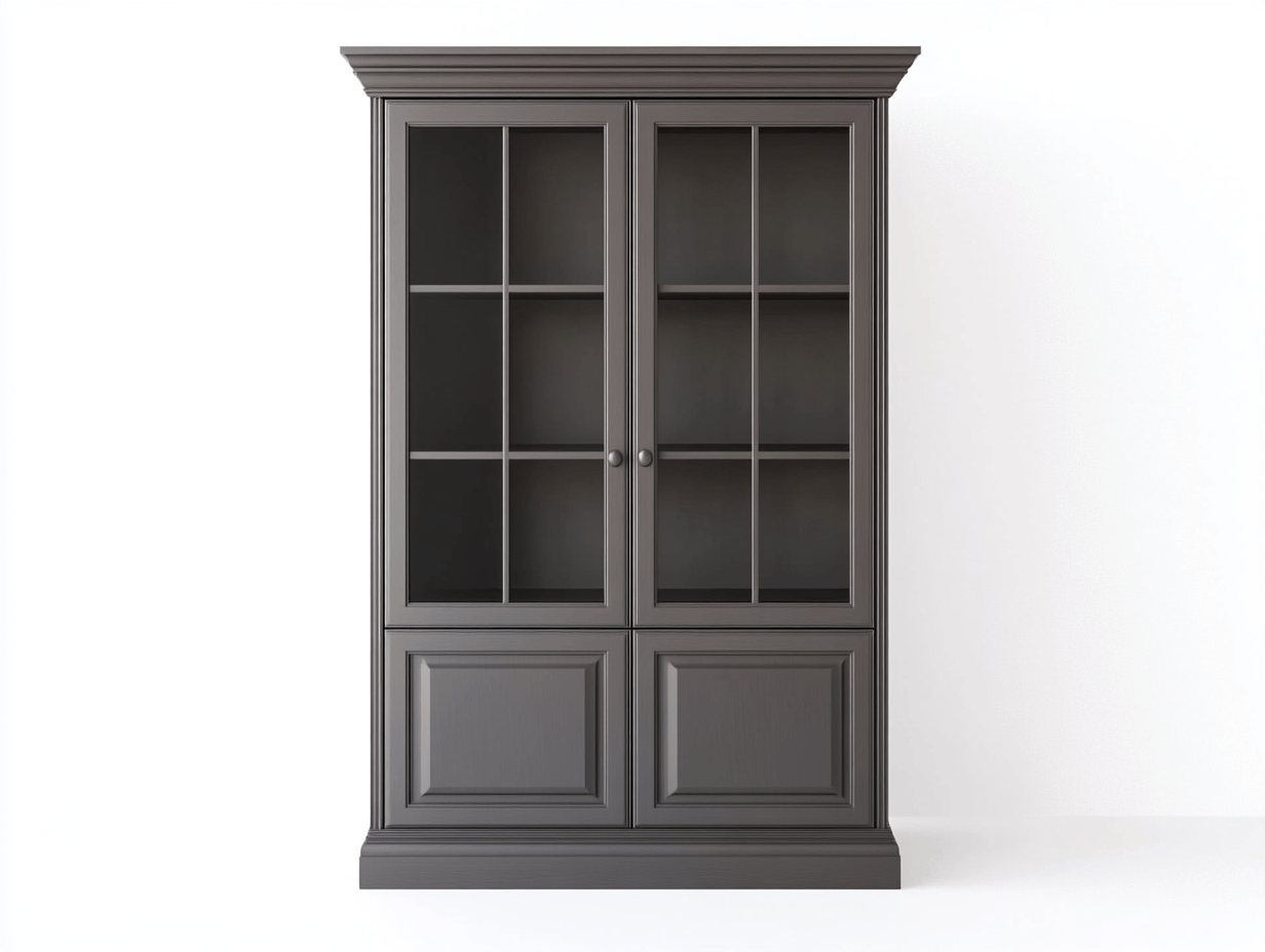 Klasyczna szara witryna z podwójnymi przeszklonymi drzwiami – 100×40×200 cm-Habitatvo