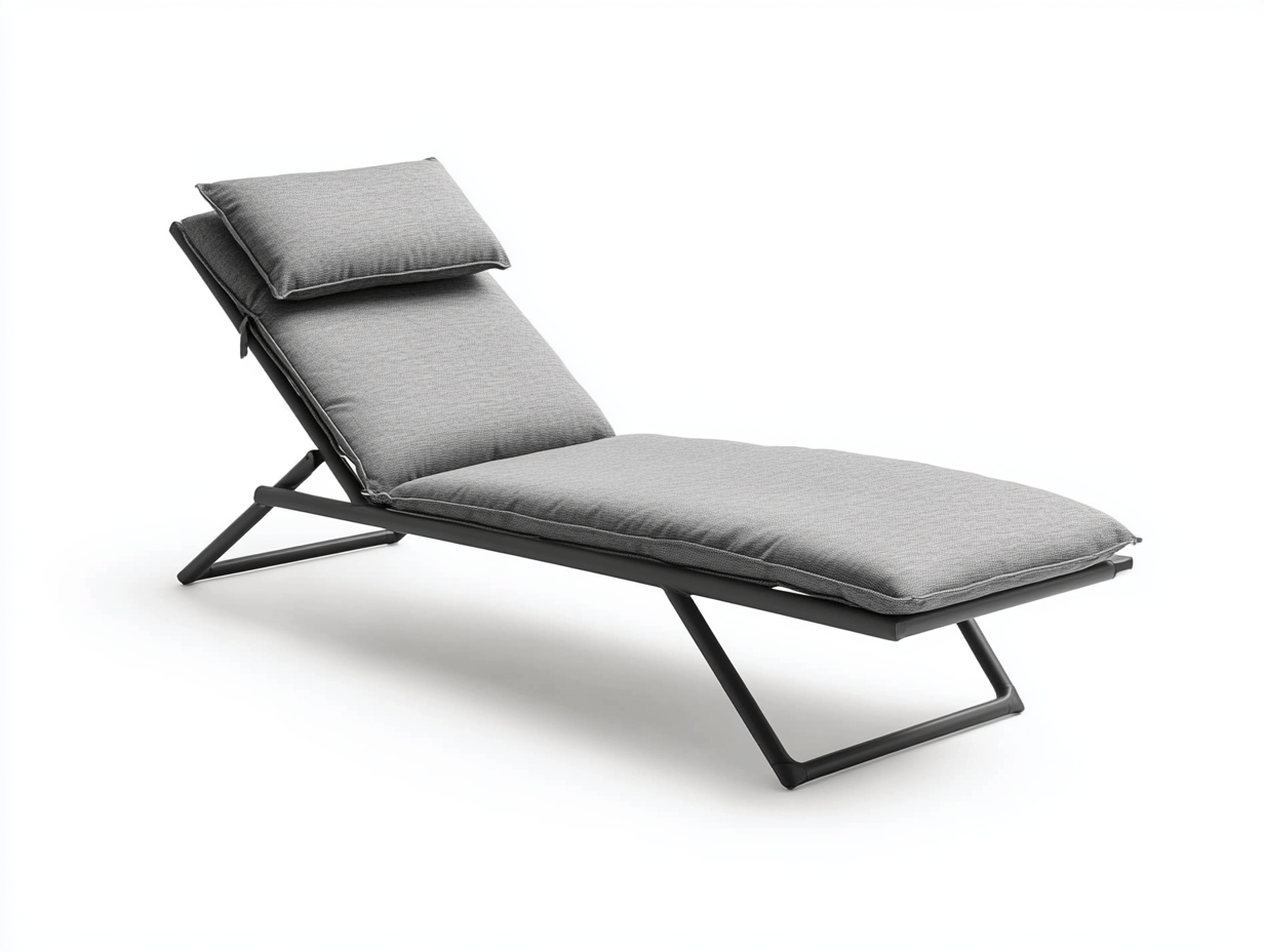 Leżak ogrodowy – aluminiowa rama – poduszki szare – minimalistyczny styl – składana konstrukcja-Habitatvo