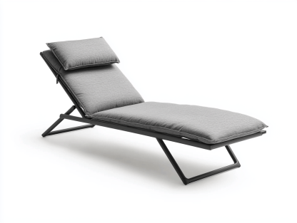 Leżak ogrodowy – aluminiowa rama – poduszki szare – minimalistyczny styl – składana konstrukcja-Habitatvo