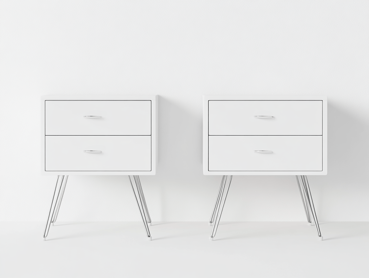 Zestaw 2 szafek nocnych – 2 szuflady – 40×30×55 cm – biały – styl industrialny-Habitatvo