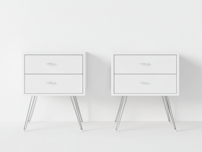 Zestaw 2 szafek nocnych – 2 szuflady – 40×30×55 cm – biały – styl industrialny-Habitatvo
