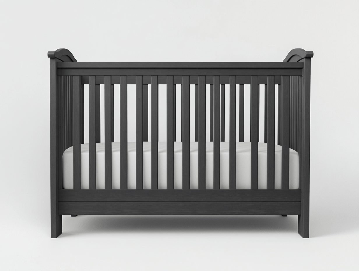 Łóżeczko dziecięce – drewno sosnowe – 140×70×92 cm – antracytowe – klasyczne z prostą linią-Habitatvo