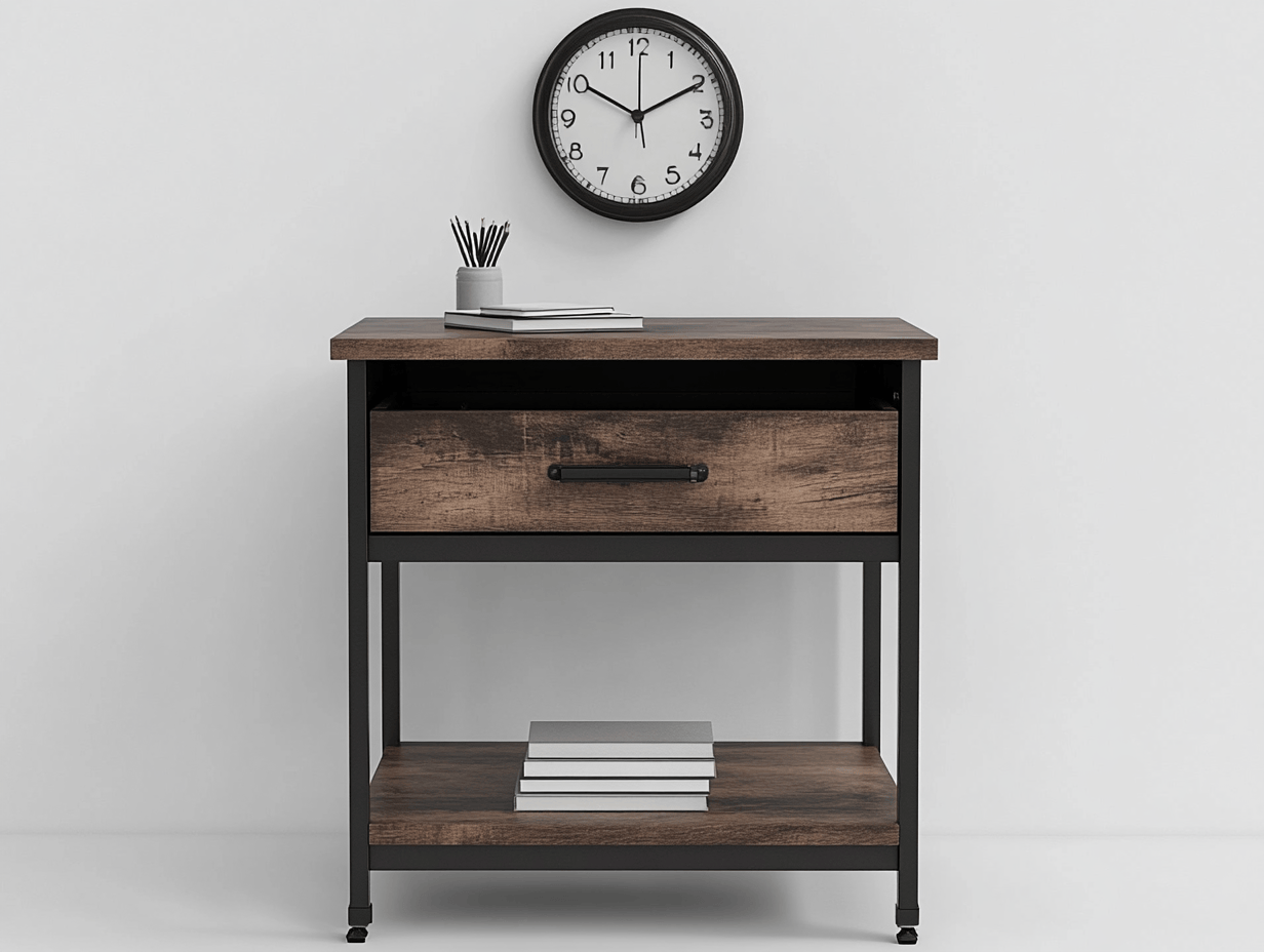 Szafka nocna industrialna z 1 szufladą i dolną półką – 50×40×60 cm – drewno vintage i metal