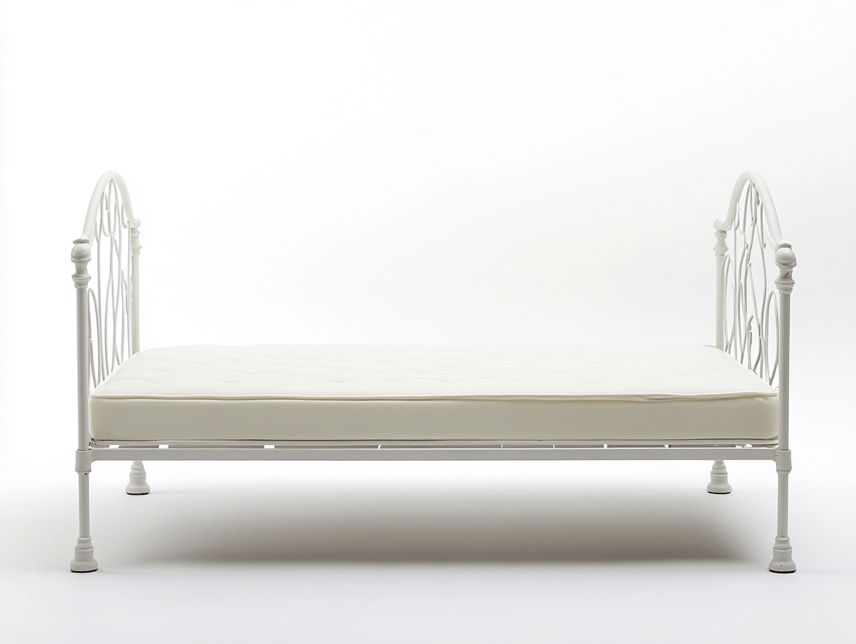 Łóżko dzienne z metalu – 200×90×95 cm – białe – z materacem – styl romantyczny-Habitatvo