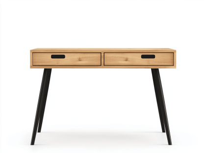 Biurko z 2 szufladami – 100×50×76 cm – dąb naturalny i metal – nowoczesne-Habitatvo