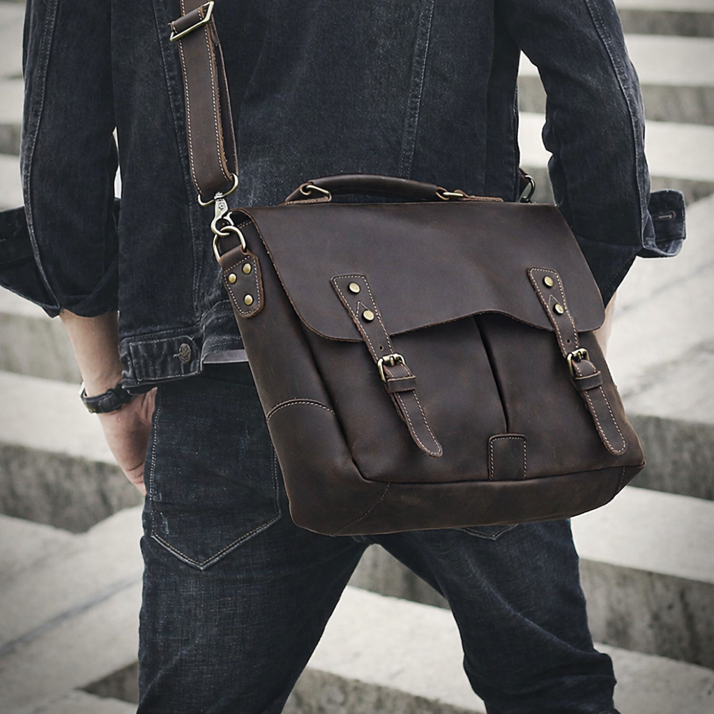 Genuine Leather Vintage Handbag Mailman Bag VB10