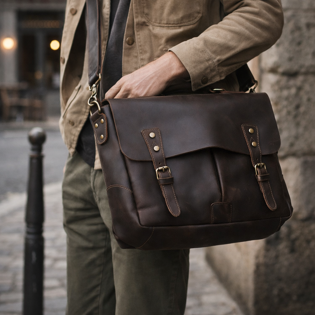 Genuine Leather Vintage Handbag Mailman Bag VB10