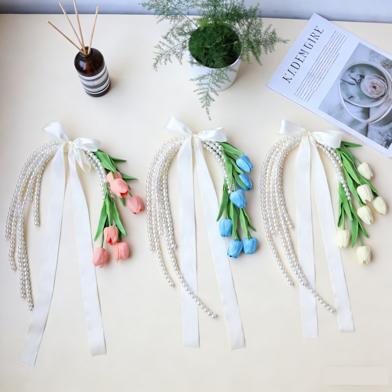 Exquisite Faux Tulip and Pearl Bridal Bouquet