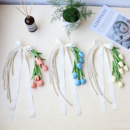 Exquisite Faux Tulip and Pearl Bridal Bouquet