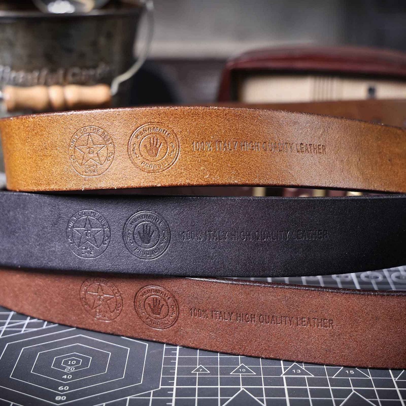 Vincenzo Brass Genuine Leather Belt Wide 3.8CM B77