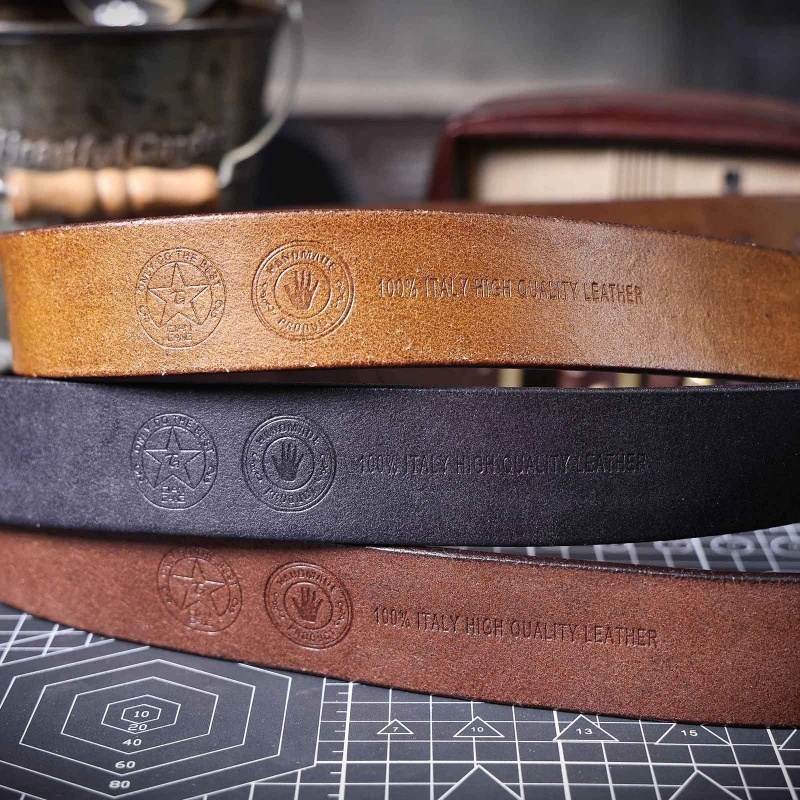 Vincenzo Brass Genuine Leather Belt Wide 3.8CM B77