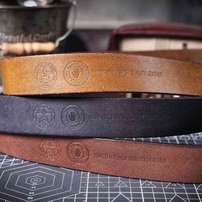 Vincenzo Brass Genuine Leather Belt Wide 3.8CM B77