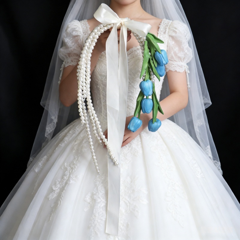 Exquisite Faux Tulip and Pearl Bridal Bouquet