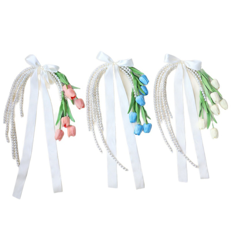 Exquisite Faux Tulip and Pearl Bridal Bouquet