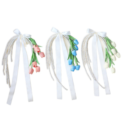 Exquisite Faux Tulip and Pearl Bridal Bouquet