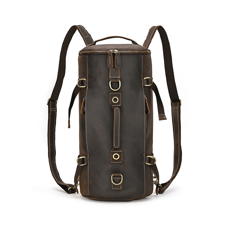 Convertible Leather Duffle Backpack | Vintage Barrel Travel Bag