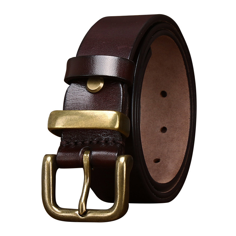 Camden Leather Belt with Brass Buckle – 3.8cm Wide
