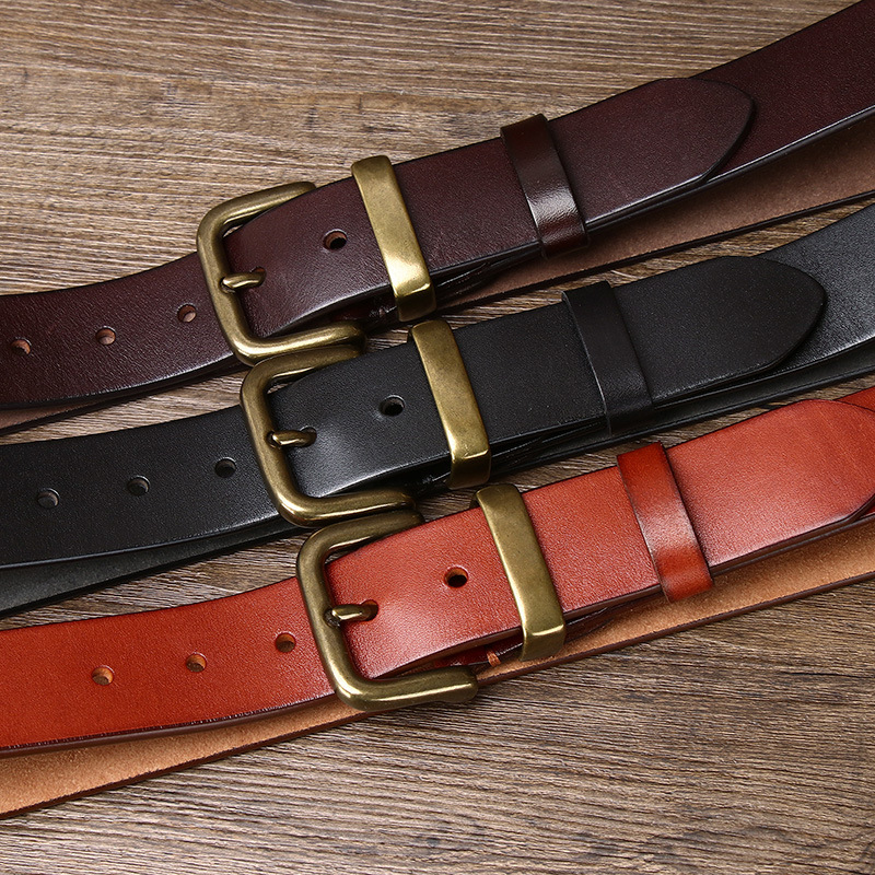 Camden Leather Belt with Brass Buckle – 3.8cm Wide
