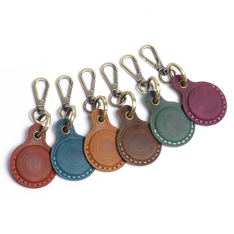 Leather AirTag Holder Keychain Case
