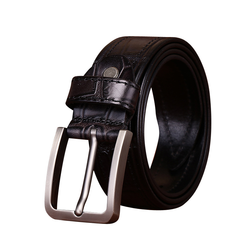 Crocodile Embossed Full-Grain Leather Belt - 3.8CM Wide