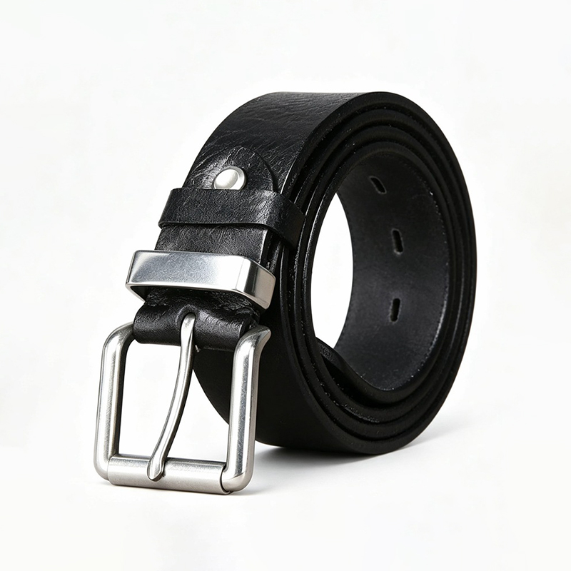 Leather Belt with Steel Buckle – 3.8cm Wide