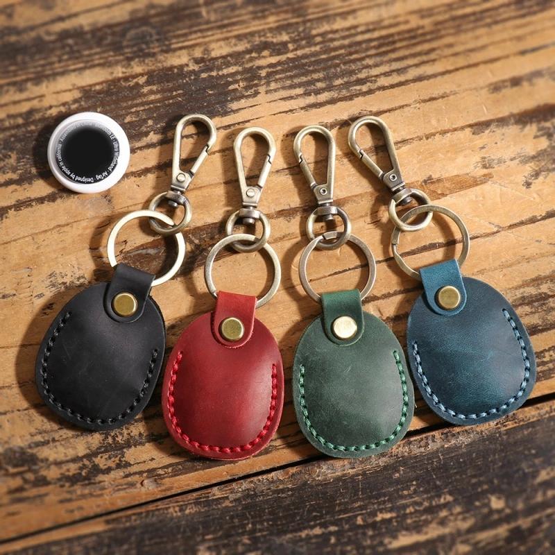 Multiple color leather AirTag holders for keys bags and luggage