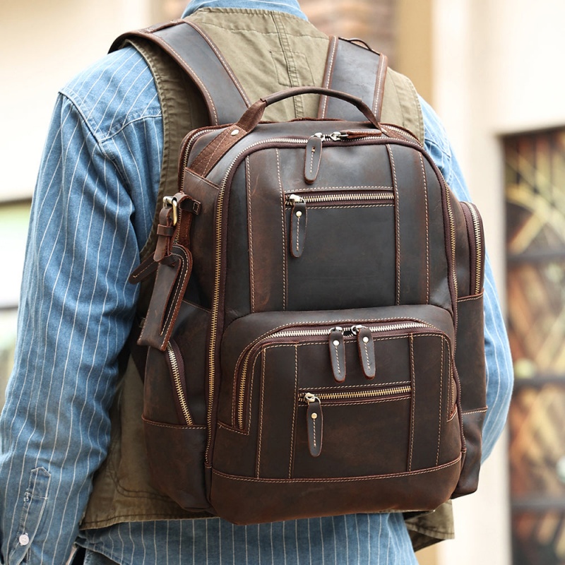 Vintage Cowhide Leather Travel Backpack VB00